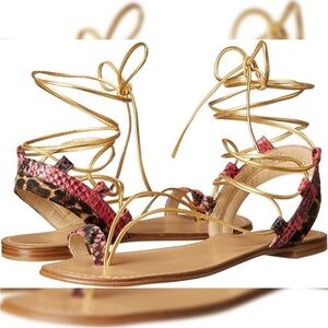 Stuart Weitzman The Lasso Sandal Metallic EUC